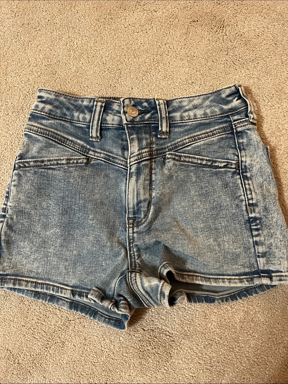 American Eagle Outfitters Distressed Light Blue Denim Shorts